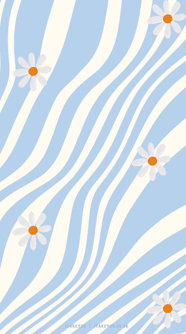 15 Summer Aesthetic Wallpaper Ideas : Blue & White Groovy Wallpaper