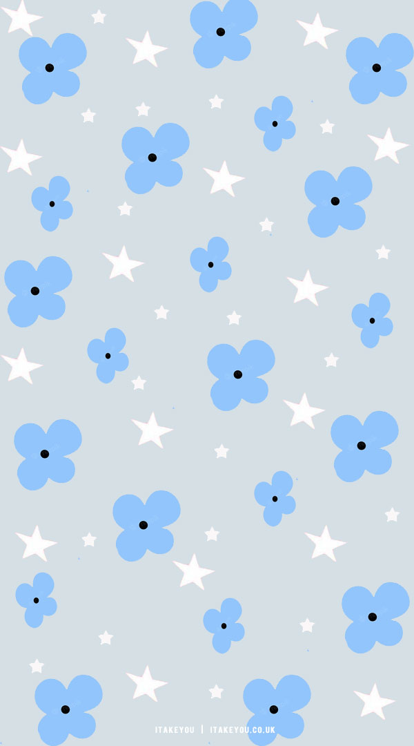 20 Shades of Serenity Blue Wallpaper Ideas : Floral & Star Y2K
