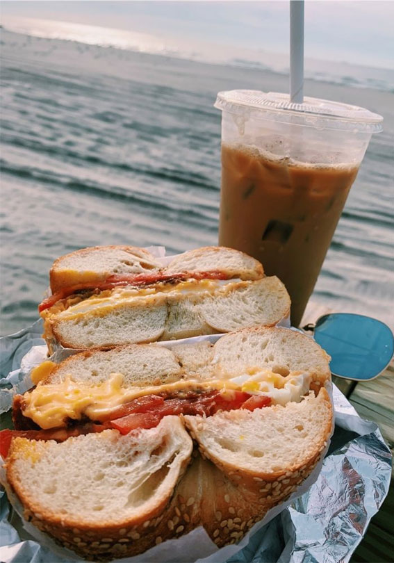 Feast for the Senses Captivating Food Aesthetics : Iced Coffee & Sandwiches