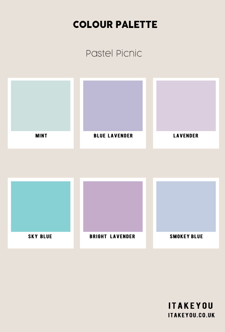 Mint Green and Lavender Colour Palette, Mint Green Sky Blue and Lavender, Summer color Combinations, Summer Colour Palette