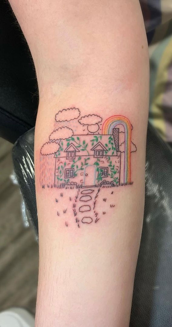 Finished up this super cute haunted house recently! 🦇 👻 . . . . . . . . .  . . #Tattoo #bellingham #pnw #inked #cooltattoo #seattle… | Instagram