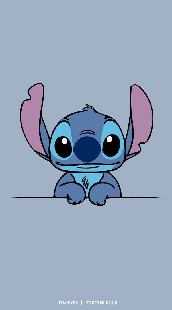 Fun and Cute Stitch Wallpapers : Stitch on Misty Blue Background