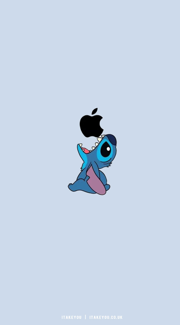 Fun and Cute Stitch Wallpapers : Stitch Eating Apple