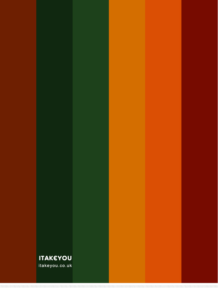 green and shades of autumn, rust color combo, autumn color palette, fall colors
