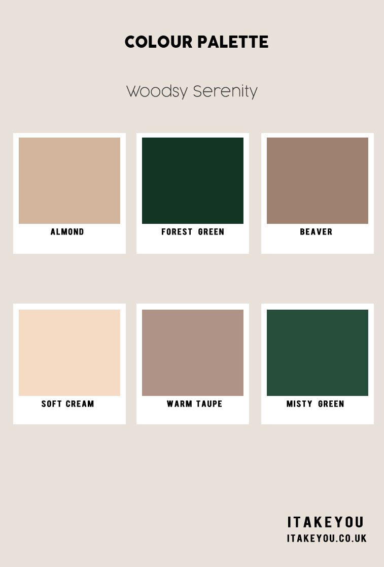 forest green and taupe fall color palette, Autumn Colour Scheme, Autumn Colour Trends 2023, Fall Color Palette, autumn colors, Autumn Colours 2023, soft autumn colour palette