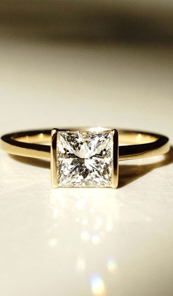solitaire engagement ring, solitaire diamond engagement ring, princes cut solitaire, engagement ring