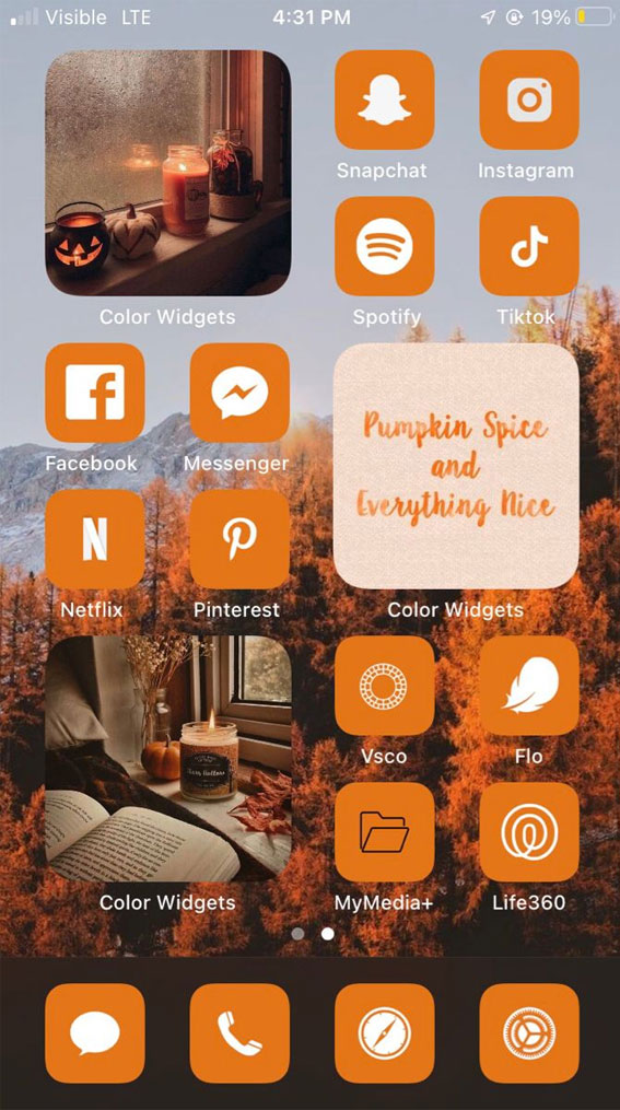 Aesthetic Fall IOS Home Screen Ideas : Pumpkin Spice Widgets