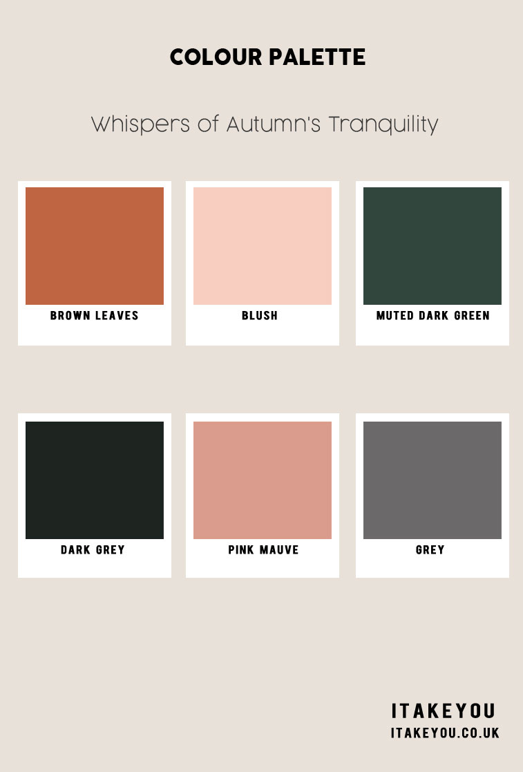 Brown and Blush Colour Combo, Blush and Muted Green Colour Scheme, Autumn Colour Scheme, Autumn Colour Trends 2023, Fall Color Palette, autumn colors, Autumn Colours 2023, soft autumn colour palette