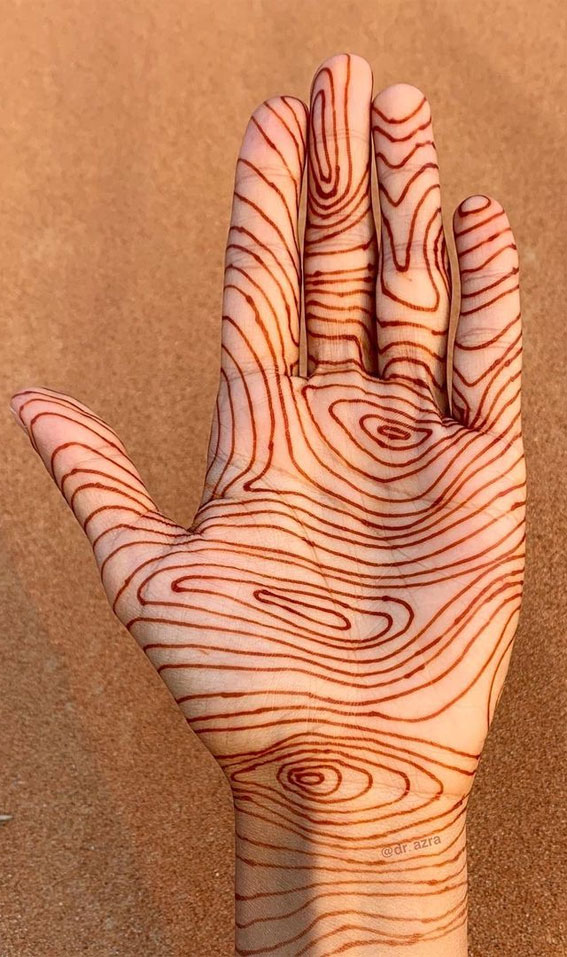50 Timeless Allure of Henna Designs : Wood Grain Inspired Henna
