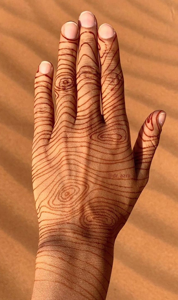 50 Timeless Allure of Henna Designs : Wood Grain on Back Hand
