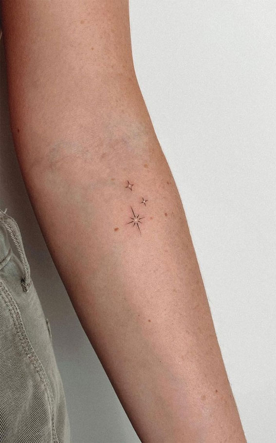 Ink Fusion Where Art and Identity Meet : Dainty Stars Tattoos on Arm
