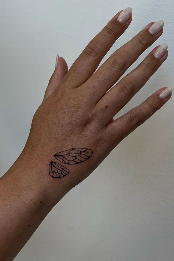 50 Small Tattoo Ideas Less is More : Lil’ half butterfly wings