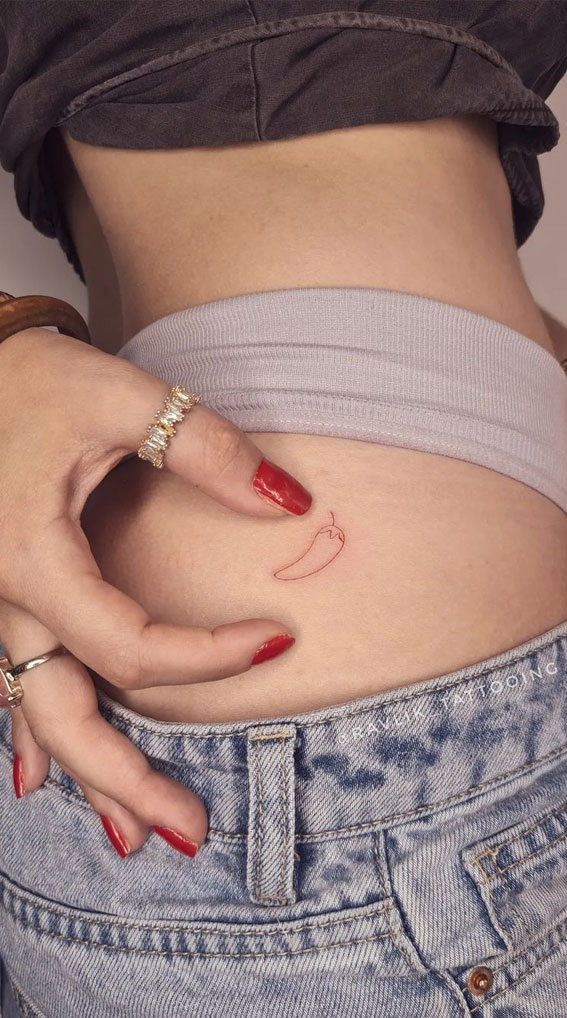Ink Fusion Where Art and Identity Meet : Chilli Outline Tattoo on Hip