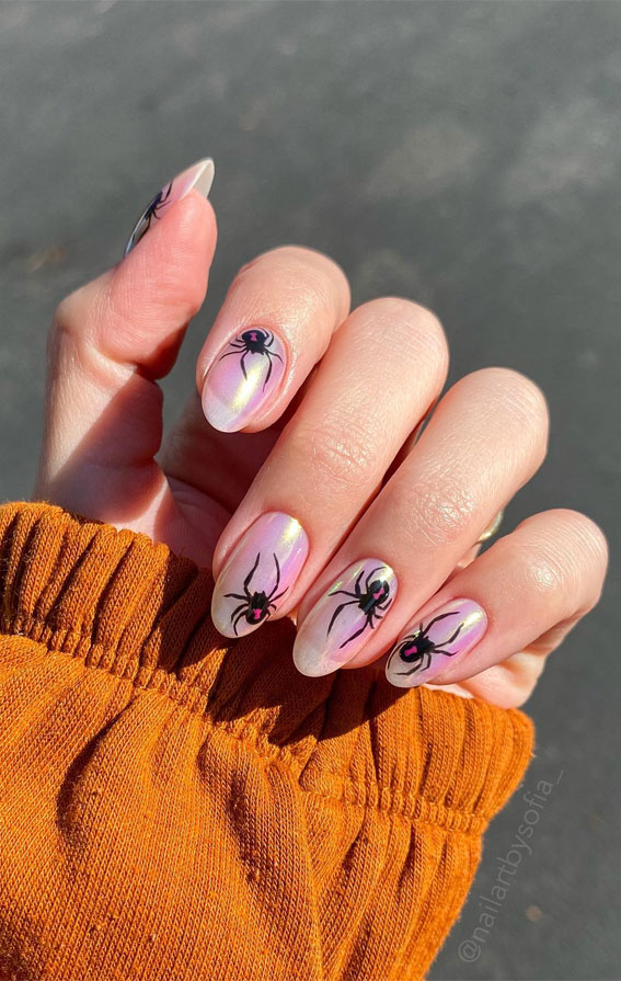 Enchanting Halloween Nail Art Ideas : Glazed Donut Nails with Spiders