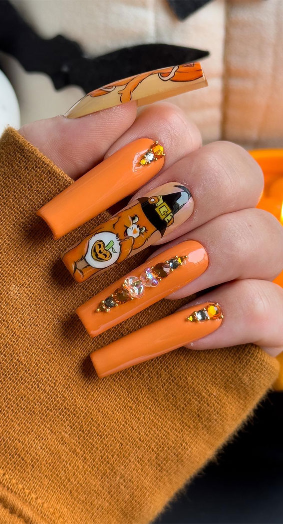 Enchanting Halloween Nail Art Ideas : Cute Halloween Bear Nails