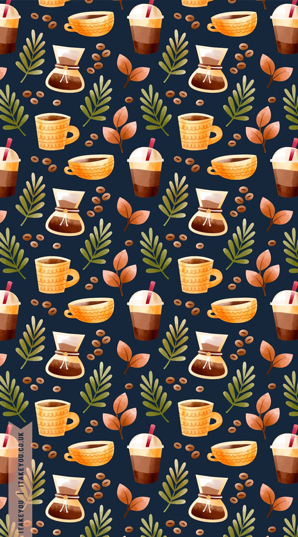 20+ Cute Autumn Wallpapers To Brighten Your Devices : Coffee Blue Wallpaper