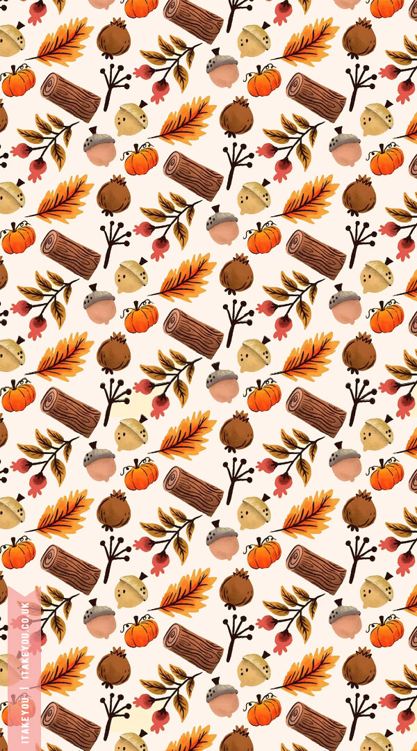 20+ Cute Autumn Wallpapers To Brighten Your Devices : Acorn & Log Wallpaper for iPhone & Phone