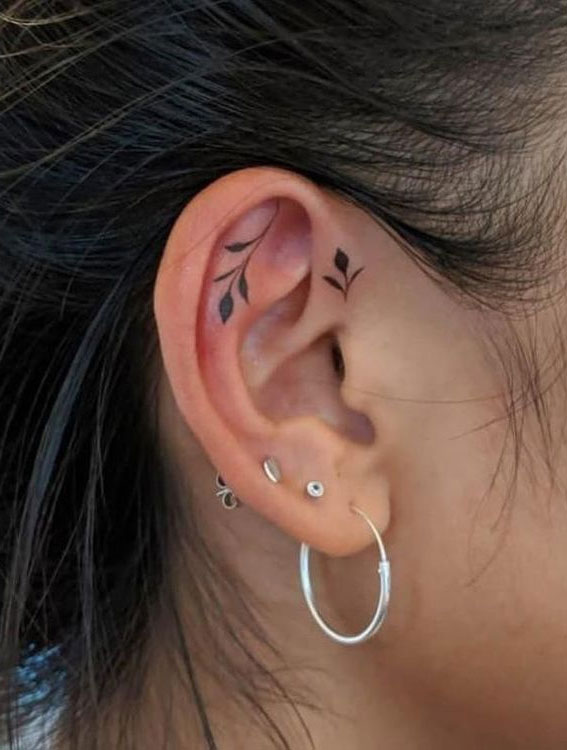 Ear tattoos, ear tattoo ideas, behind ear tattoos, Ear tattoos for Females, Behind the ear tattoos designs, Ear tattoos behind, Side ear tattoos, Flower ear tattoos