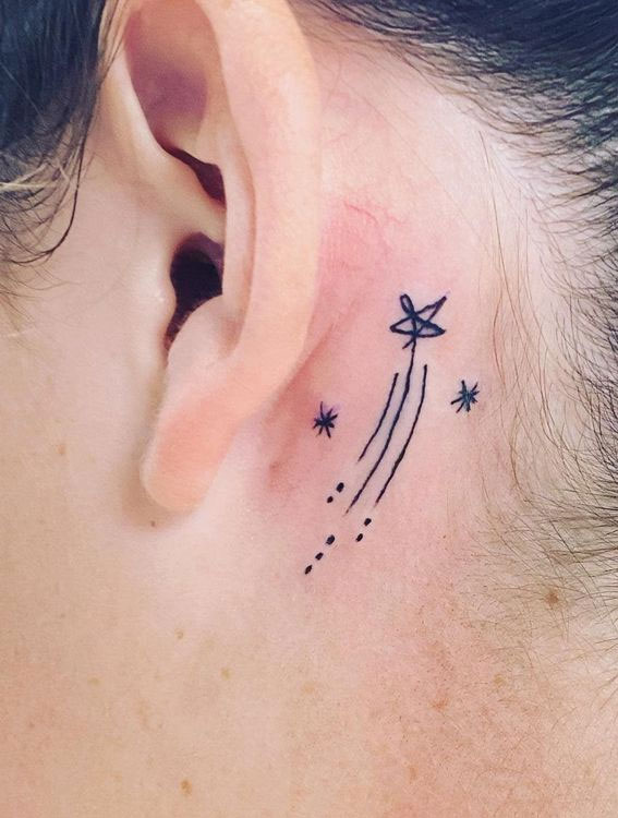 Whispered Ink 40 The Beauty of Ear Tattoos : Shooting Stars