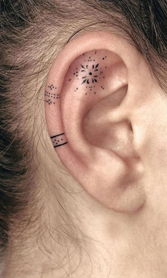 Whispered Ink 40 The Beauty of Ear Tattoos : Boho Ear Tatttos