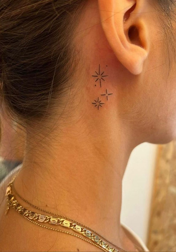 Whispered Ink 40 The Beauty of Ear Tattoos : Sparkle Stars