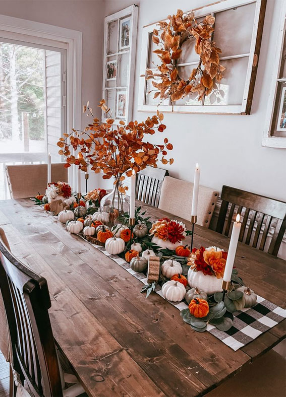 autumn table setting, fall table centerpieces