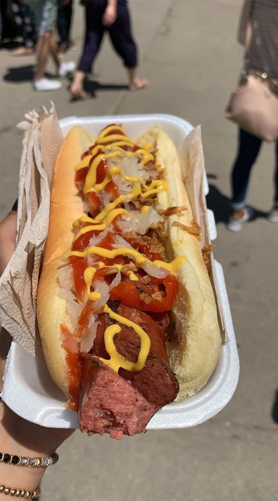 Feast Mode 50 Foodie Adventures : Hot Dog with Fried Onion