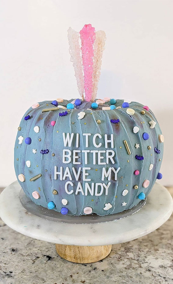 Halloween Cake Ideas to Haunt Your Taste Buds : Dusty Blue Pumpkin-Inspired Cake