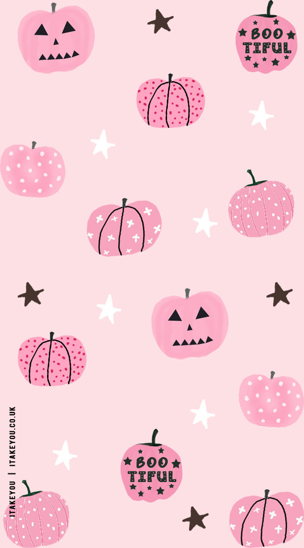 20+ Chic and Preppy Halloween Wallpaper Inspirations : Girly Pumpkins Wallpaper