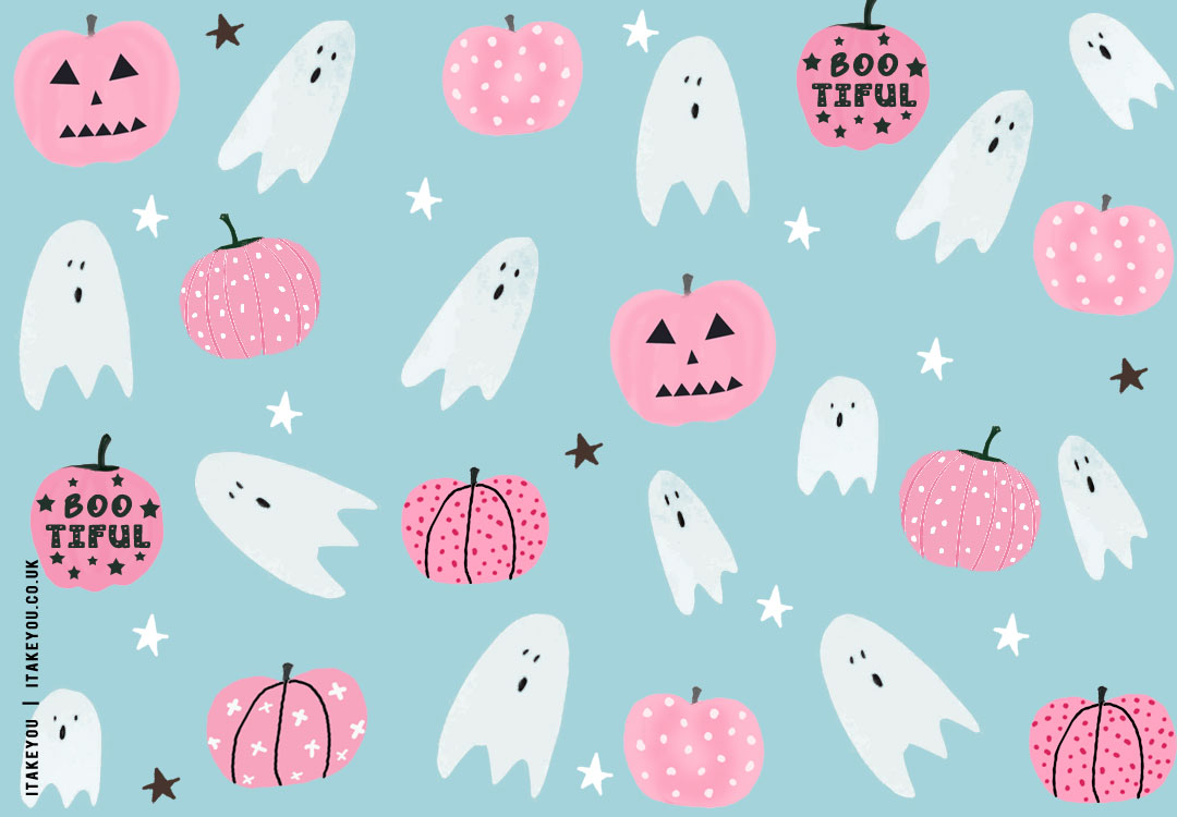 20+ Chic and Preppy Halloween Wallpaper Inspirations : Spooky Pink Pumpkins Wallpaper for Desktop