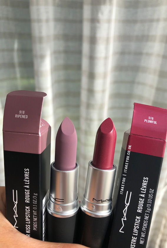 Ripened vs Plumful Mac Lipstick, Mac lipstick aesthetic, MAC Lipstick Shades, MAC Lipstick Colours, MAC Lipstick Swatch