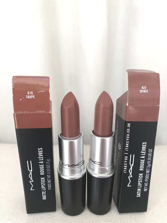 Taupe vs Spirit Mac Lipstick, Mac lipstick aesthetic, MAC Lipstick Shades, MAC Lipstick Colours, MAC Lipstick Swatch