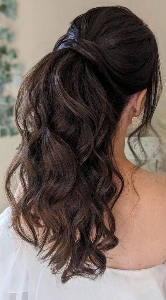 Textured ponytail, ponytail hairstyle, prom ponytail, ponytail wedding hairstyle, ponytail bride