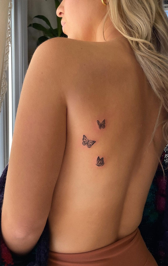 50 Petite Tattoo Ideas : Three Butterflies