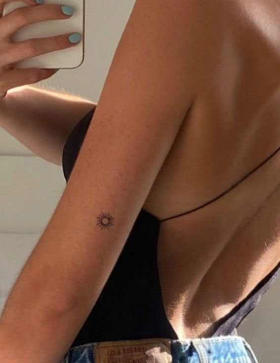 50 Petite Tattoo Ideas : The Sun Tattoo on Arm