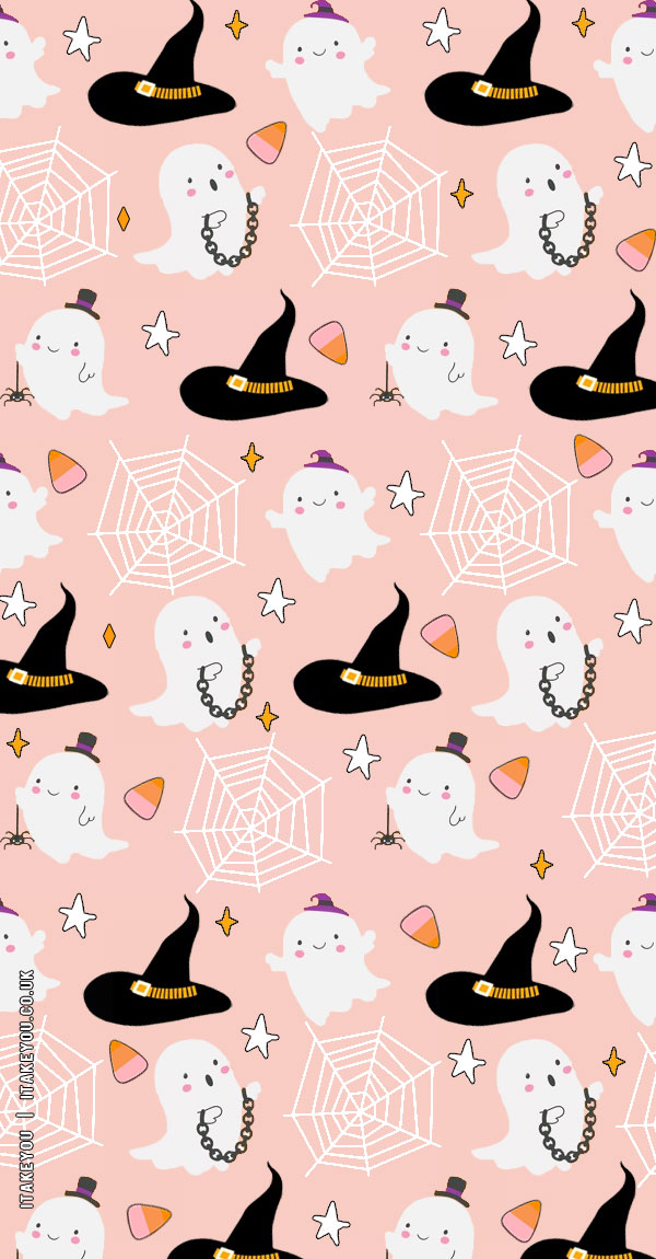 20+ Chic And Preppy Halloween Wallpaper Inspirations : Ghost & Witch’s Hat
