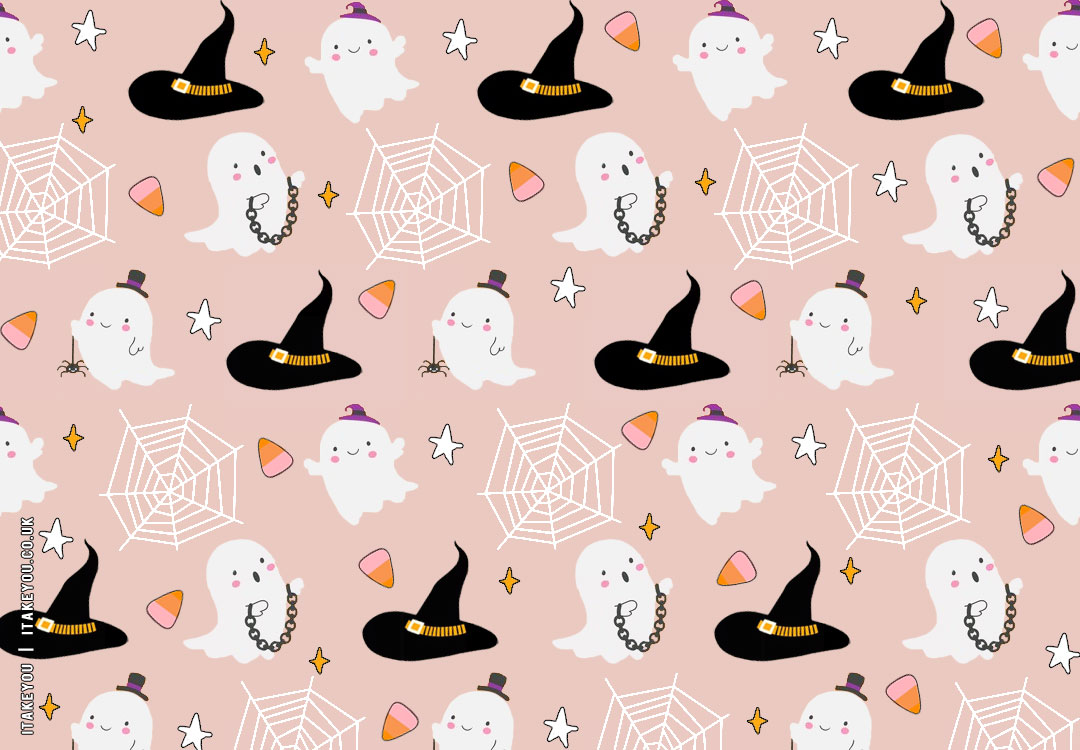 20+ Chic And Preppy Halloween Wallpaper Inspirations : Cute Ghosties & Witch’s Hat Wallpaper for Laptop & Desktop