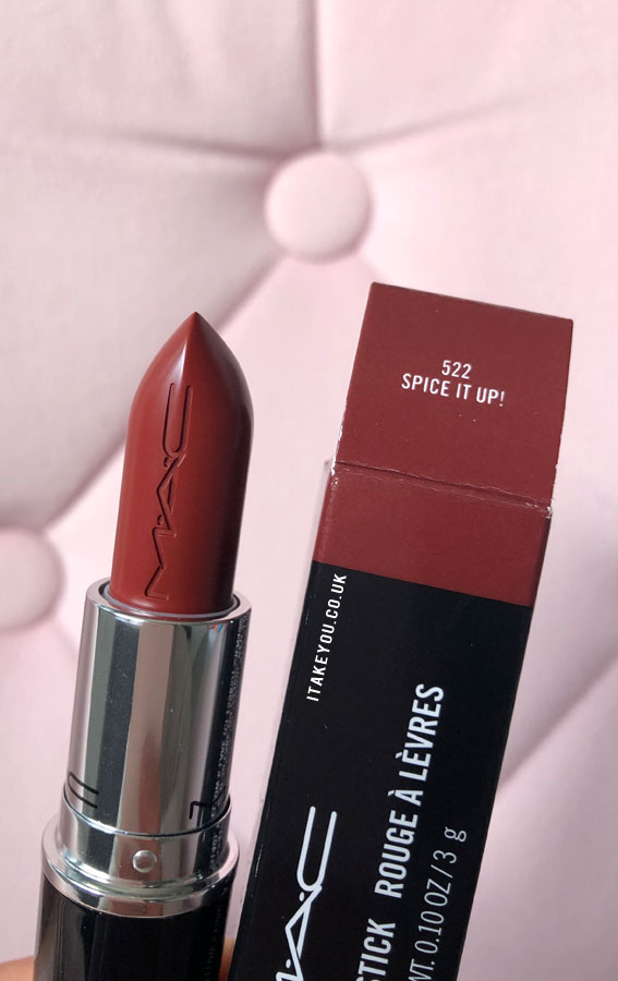 Spice it up Mac Lipstick, Mac lipstick aesthetic, MAC Lipstick Shades, MAC Lipstick Colours, MAC Lipstick Swatch  