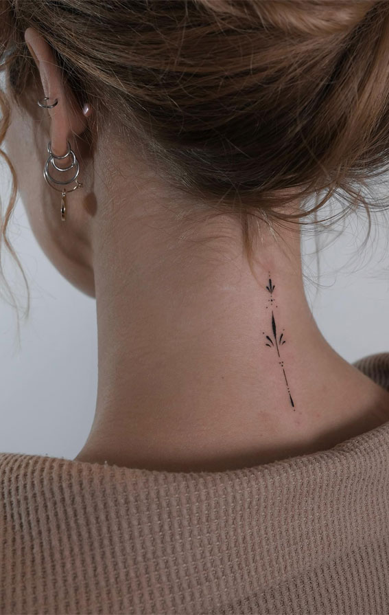 50 Petite Tattoo Ideas : Small Back Neck Tattoo
