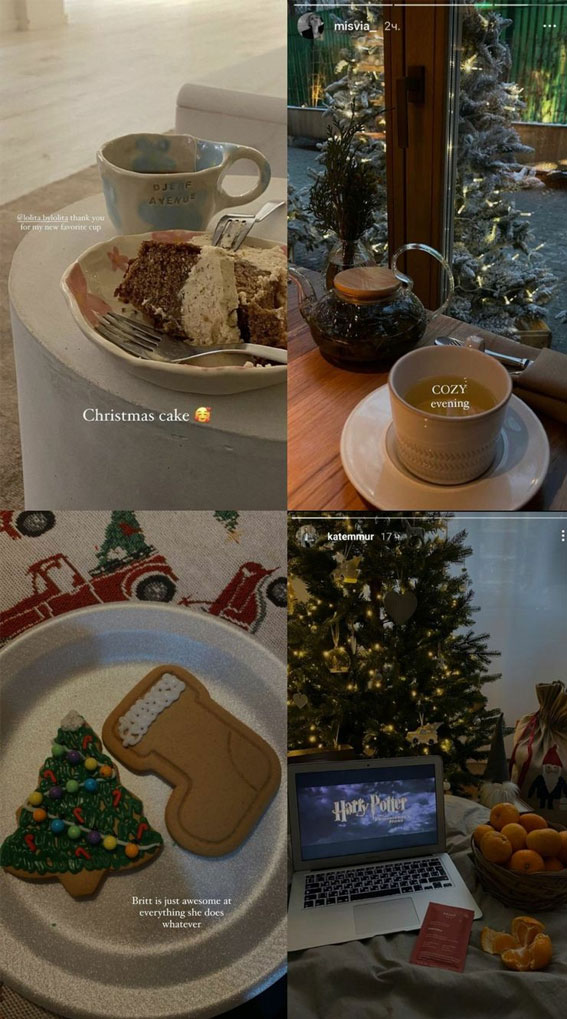 50 Snowfall Symphony Winter Collages : Christmas Cake Cozy Evening