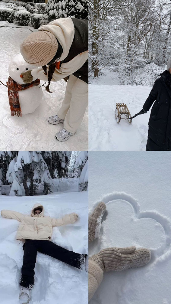50 Snowfall Symphony Winter Collages : Snowman & Snow Angel