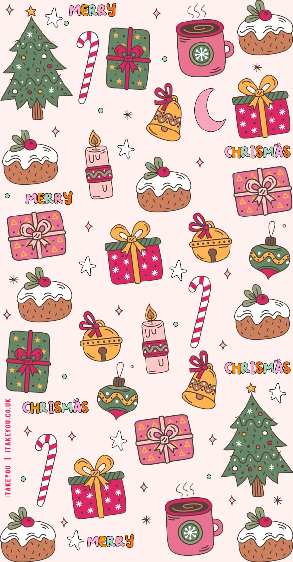 Yuletide Enchantment Festive Christmas Wallpapers For Every Device : Pudding Pink Background