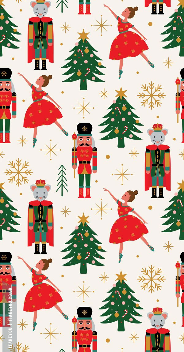 Yuletide Enchantment Festive Christmas Wallpapers for Every Device : Nutcracker & Ballerina Wallpaper