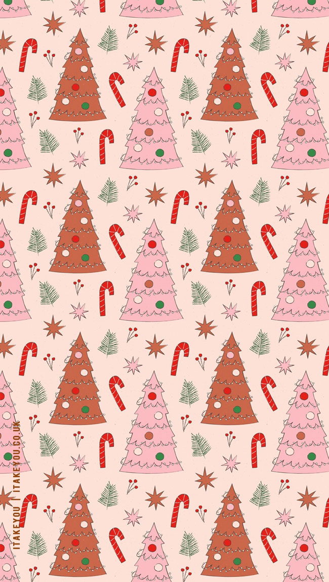 Yuletide Enchantment Festive Christmas Wallpapers For Every Device : Brown & Pink Christmas Tree