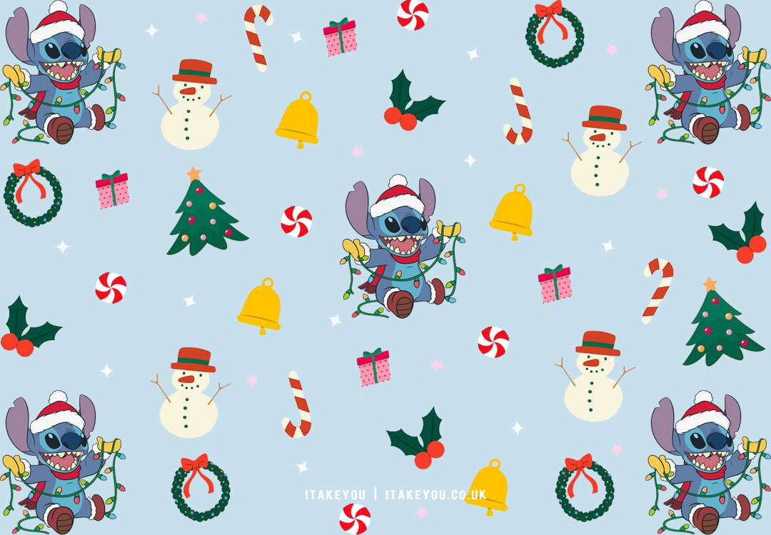 Yuletide Enchantment Festive Christmas Wallpapers For Every Device : Stitch Festive Wallpaper for Laptop