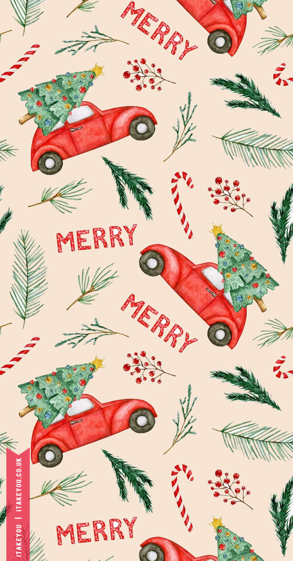 Yuletide Enchantment Festive Christmas Wallpapers For Every Device : Red Car Wallpaper for Phone