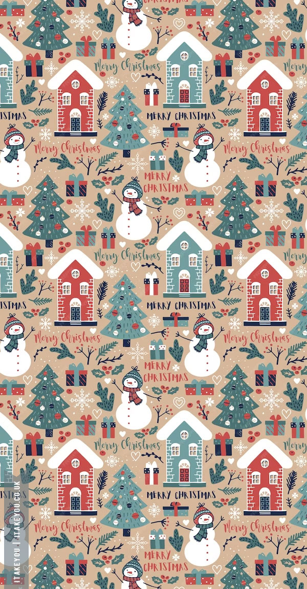 Yuletide Enchantment Festive Christmas Wallpapers for Every Device : Colourful Houses & Snowman