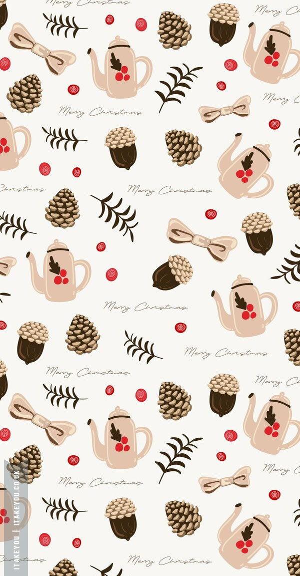 Yuletide Enchantment Festive Christmas Wallpapers for Every Device : Bow Ties & Pine Cones