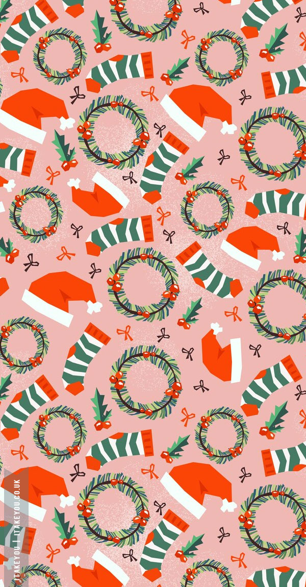 Yuletide Enchantment Festive Christmas Wallpapers for Every Device : Santa Hat & Wreath