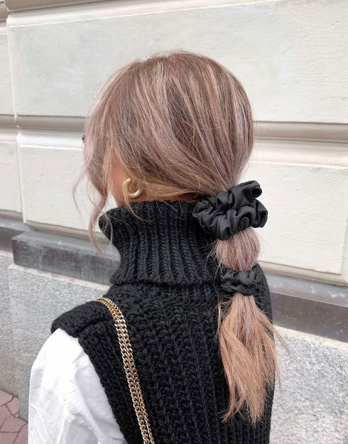 Easy and Cute Hairstyles with Allure : Bubble Braid with Black Scrunchie